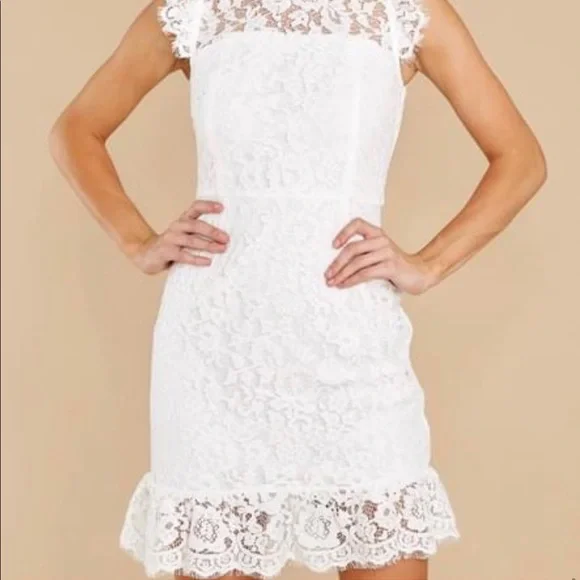White Lace Cocktail Dress - Picture 2 of 4